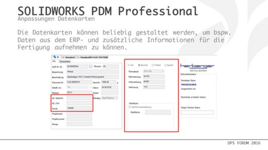 Datenkarten Solidworks PDM Professional
