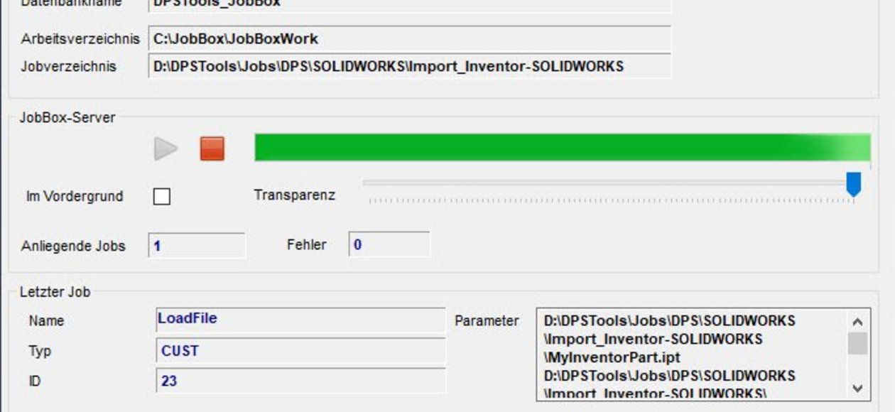 DPS Tools JobBox Server - Inventor SOLIDWORKS Konvertierung